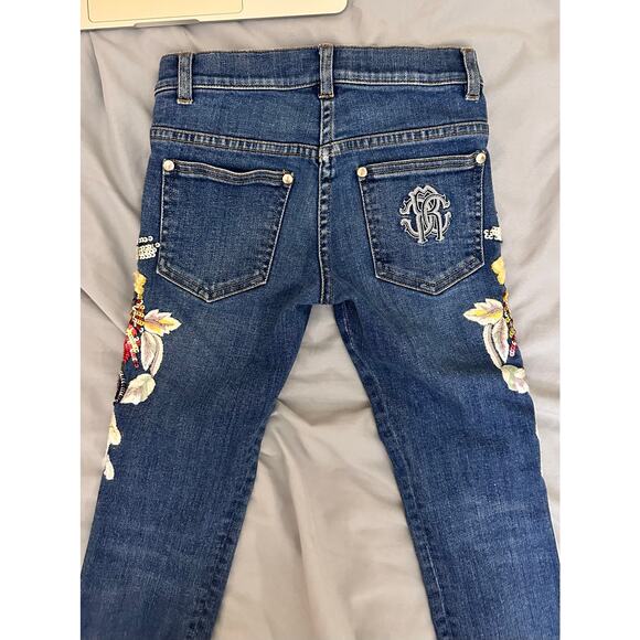 Kids Roberto Cavalli Embroidered Sequin Birds‎ Denim Jeans Size 6 122 - Picture 4 of 16